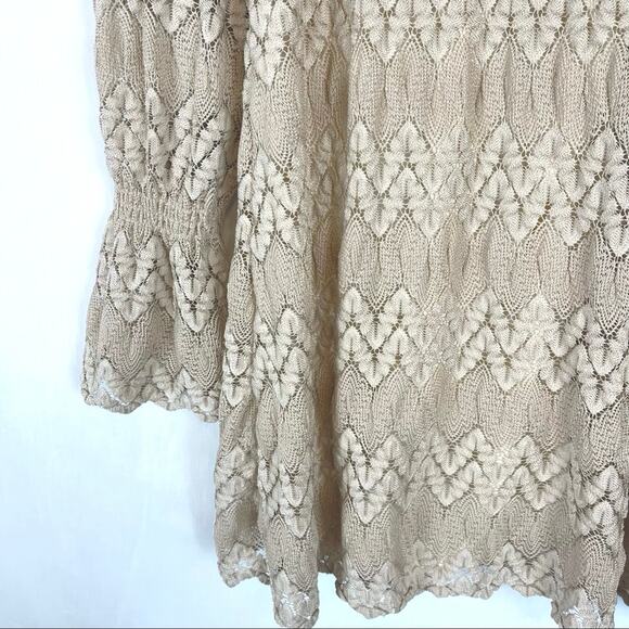 Free People Women's Simone Lace Long Sleeve Mini Dress Neutral Combo X-Small - Picture 10 of 11